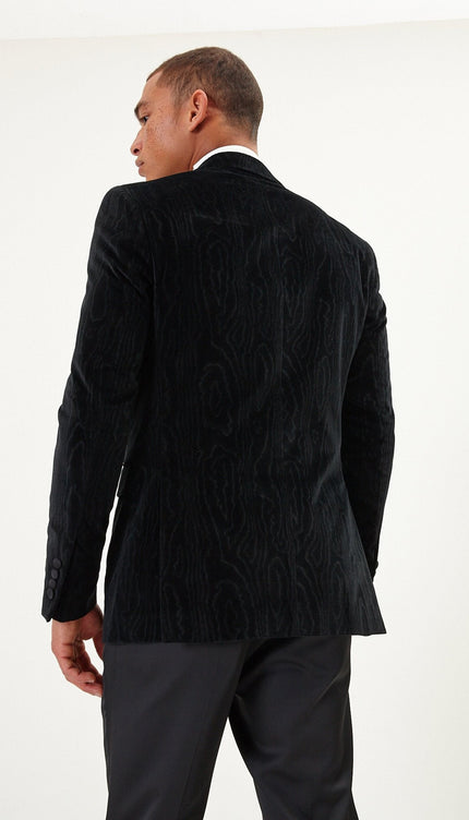 Shawl Lapel Velvet Tuxedo Jacket - Jet Black