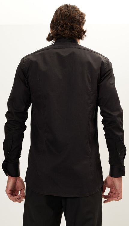 Hidden Placket Dress Shirt - Jet Black