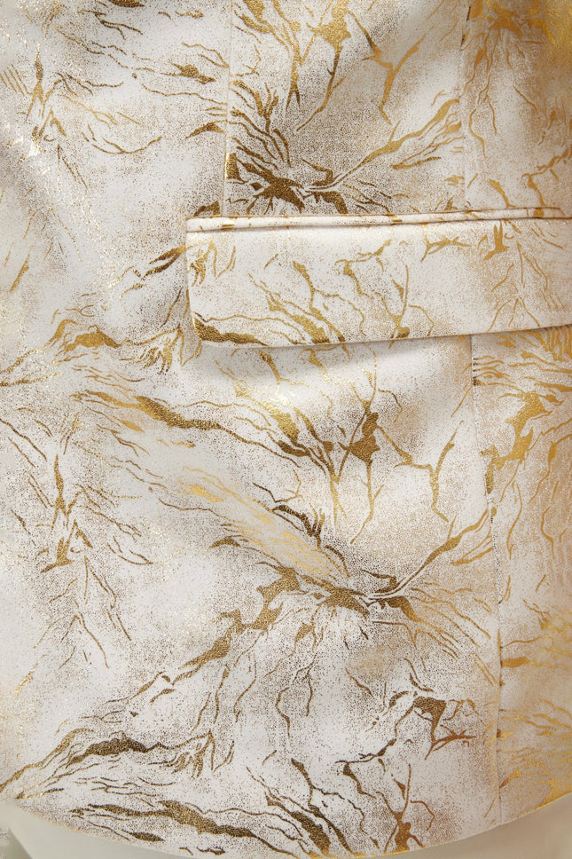 Men's Floral Peak Lapel Tuxedo Jacket - White Gold | Ron Tomson