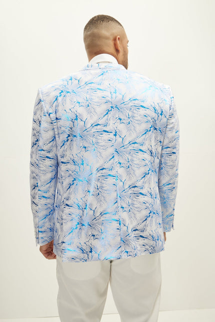 Men's Floral Peak Lapel Tuxedo Jacket - White Sax | Ron Tomson