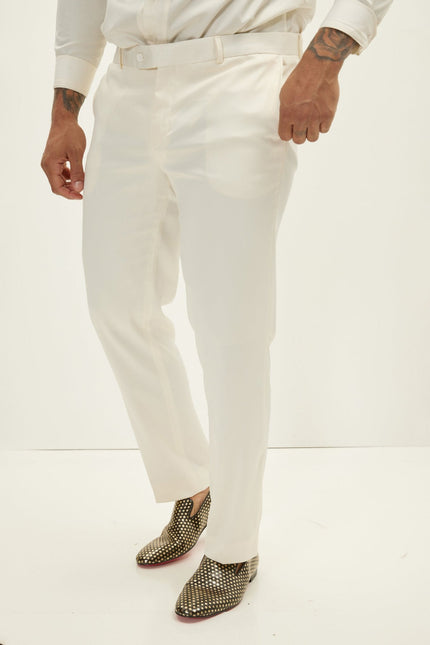 Men's Floral Peak Lapel Tuxedo Jacket - White Gold | Ron Tomson