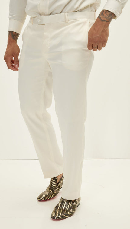 Floral Peak Lapel Tuxedo Jacket - White Gold