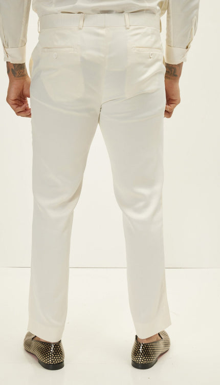 Floral Peak Lapel Tuxedo Jacket - White Gold