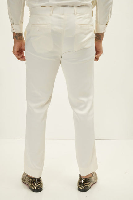 Men's Floral Peak Lapel Tuxedo Jacket - White Sax | Ron Tomson