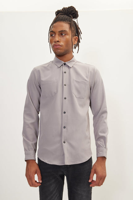 Men's Tonal Overshirt - Grey | Ron Tomson