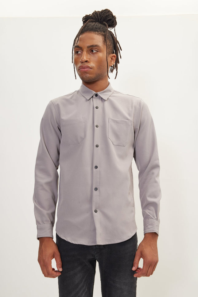 Men's Tonal Overshirt - Grey | Ron Tomson
