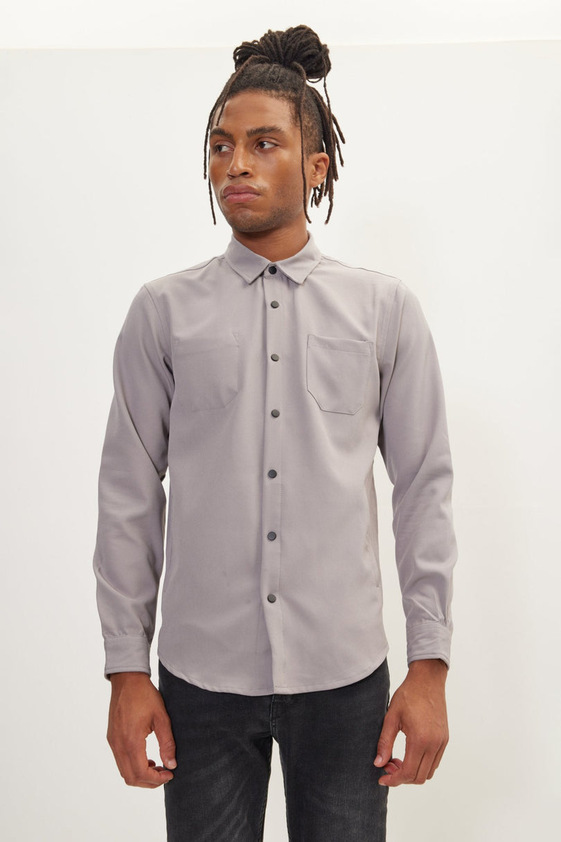 Men's Tonal Overshirt - Grey | Ron Tomson