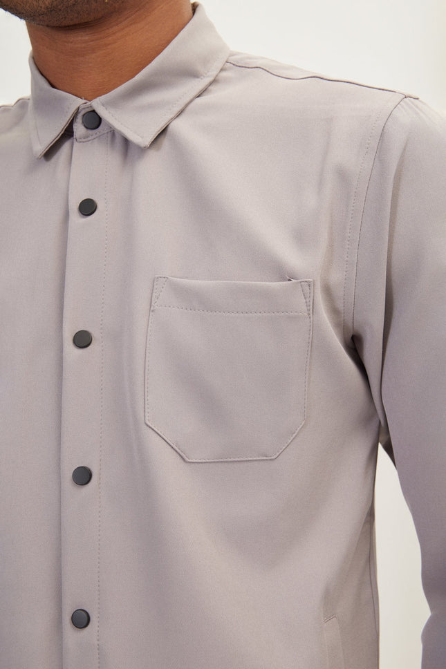 Men's Tonal Overshirt - Grey | Ron Tomson