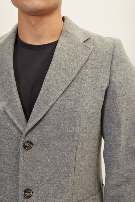 Men's Three-Button Wool Overcoat - Grey | Ron Tomson