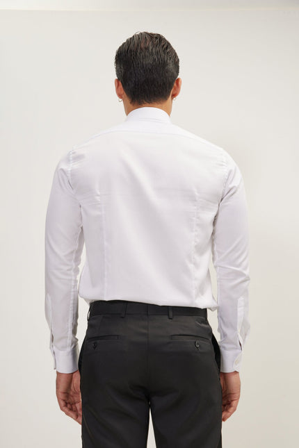 Men's Hidden Placket Dress Shirt - White | Ron Tomson