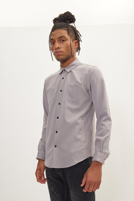 Men's Tonal Overshirt - Grey | Ron Tomson