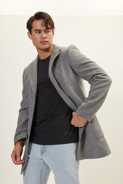 Men's Three-Button Wool Overcoat - Grey | Ron Tomson
