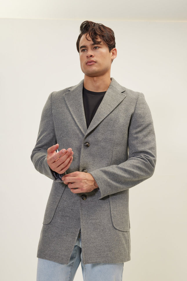 Men's Three-Button Wool Overcoat - Grey | Ron Tomson