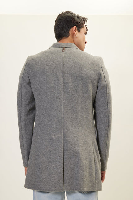 Men's Three-Button Wool Overcoat - Grey | Ron Tomson