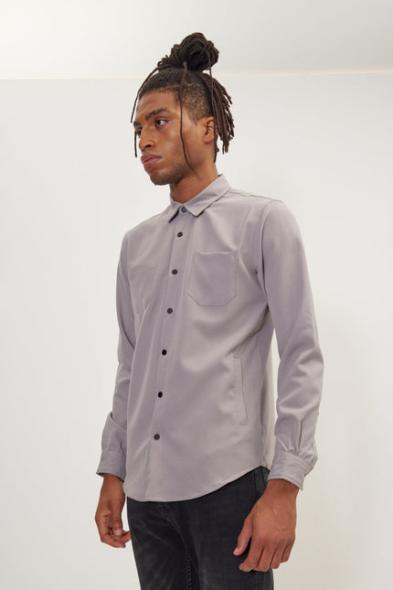 Men's Tonal Overshirt - Grey | Ron Tomson