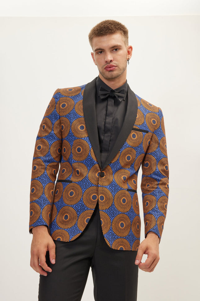 Men's Tribal Shawl Lapel Tuxedo Jacket - Camel | Ron Tomson