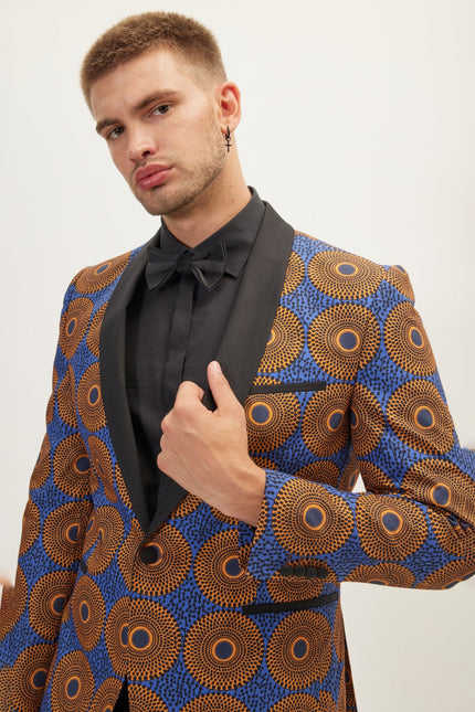 Men's Tribal Shawl Lapel Tuxedo Jacket - Camel | Ron Tomson