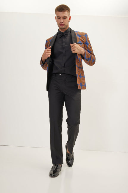 Men's Tribal Shawl Lapel Tuxedo Jacket - Camel | Ron Tomson