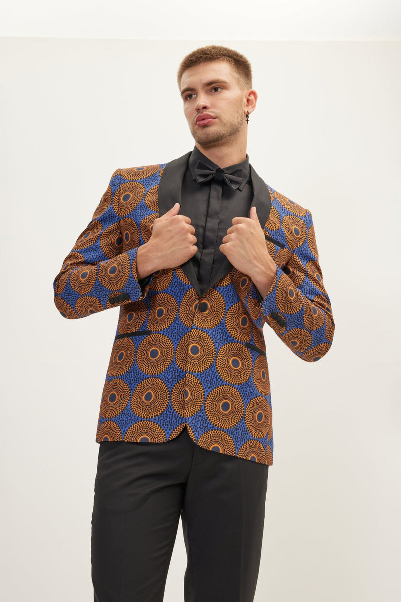 Men's Tribal Shawl Lapel Tuxedo Jacket - Camel | Ron Tomson