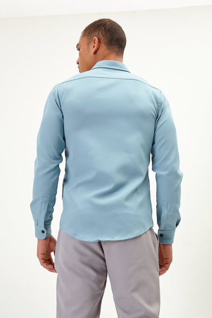 Men's Tonal Overshirt - Teal Green | Ron Tomson