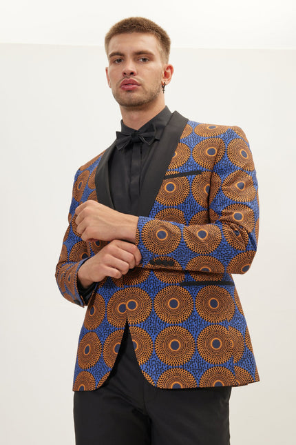 Men's Tribal Shawl Lapel Tuxedo Jacket - Camel | Ron Tomson