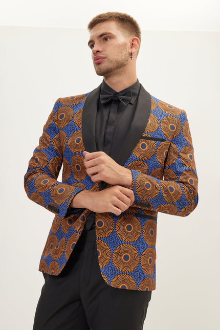 Men's Tribal Shawl Lapel Tuxedo Jacket - Camel | Ron Tomson