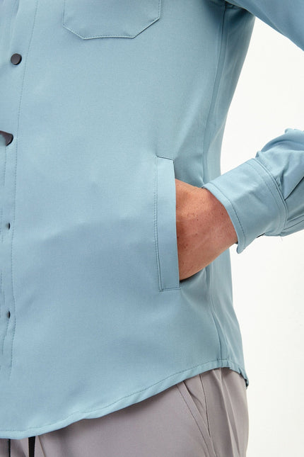 Men's Tonal Overshirt - Teal Green | Ron Tomson