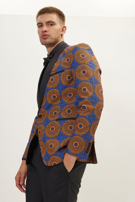 Men's Tribal Shawl Lapel Tuxedo Jacket - Camel | Ron Tomson