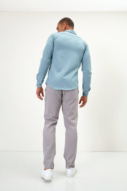 Men's Tonal Overshirt - Teal Green | Ron Tomson