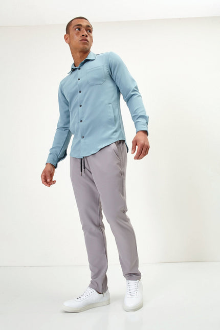 Men's Tonal Overshirt - Teal Green | Ron Tomson