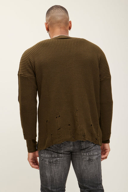Men's Two Piece Distorted Sweater - Khaki | Ron Tomson