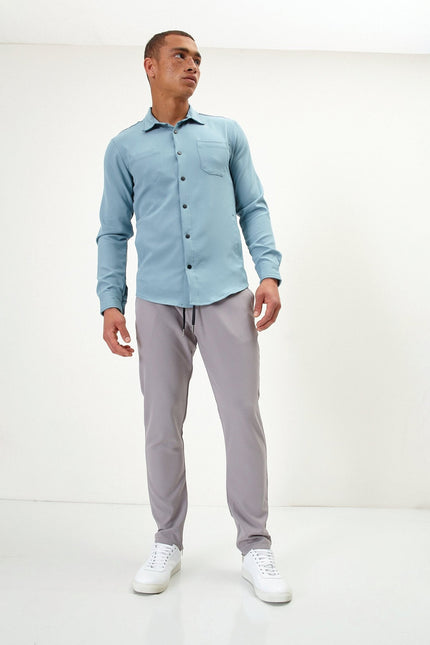 Men's Tonal Overshirt - Teal Green | Ron Tomson