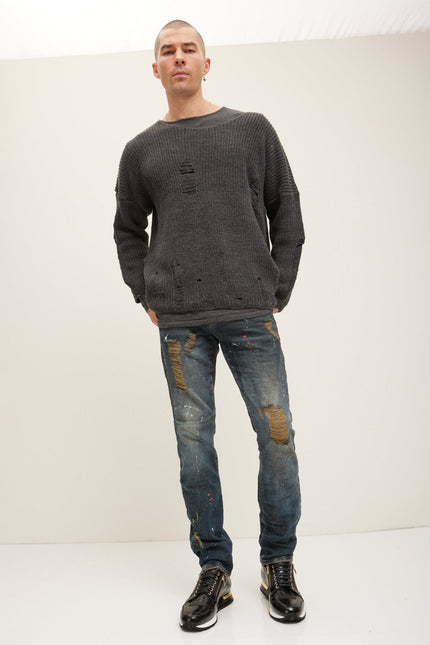 Men's Two Piece Distorted Sweater - Anthracite | Ron Tomson