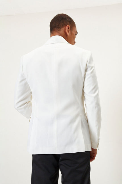 Men's Shawl Lapel Tuxedo Jacket - White | Ron Tomson