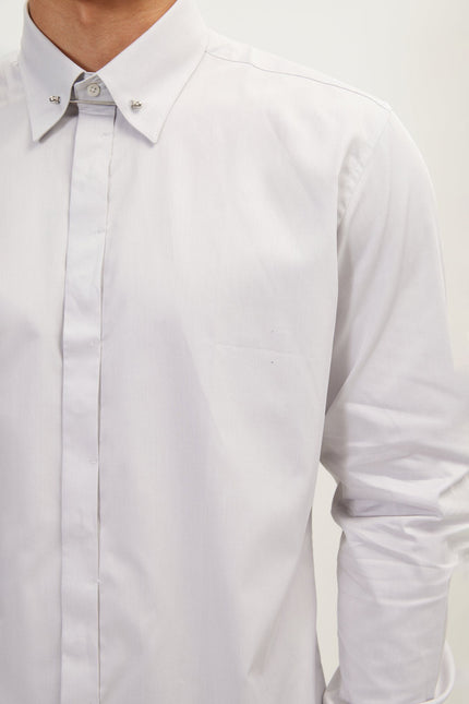 Men's Hidden Placket Dress Shirt - Grey | Ron Tomson