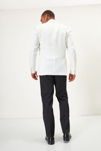 Men's Shawl Lapel Tuxedo Jacket - White | Ron Tomson