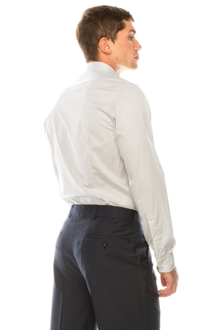 Men's Hidden Placket Dress Shirt - Grey | Ron Tomson