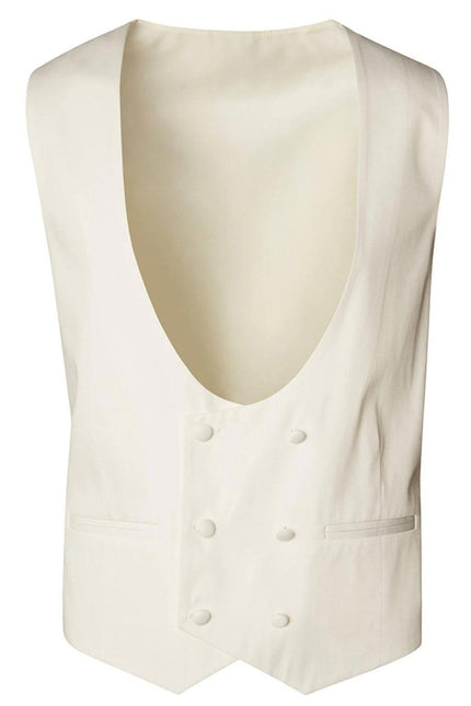 Men's Shawl Lapel Double-Breasted Vest - White | Ron Tomson