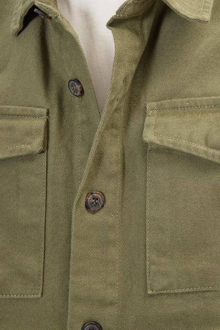 Men's Utilitarian Cotton Shirt Jacket - Olive | Ron Tomson