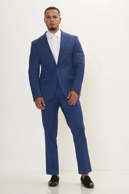 Men's Vitale Super 110s Merino Wool Single-Breasted Suit - Admiral Blue | Ron Tomson