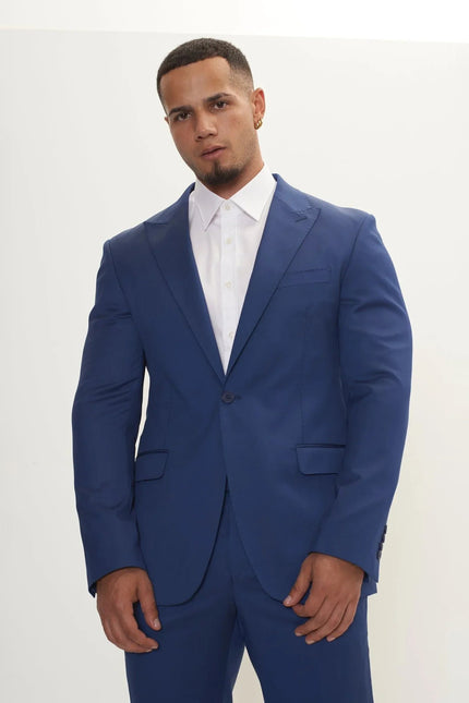 Men's Vitale Super 110s Merino Wool Single-Breasted Suit - Admiral Blue | Ron Tomson