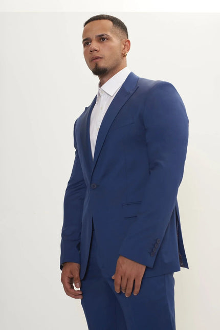 Men's Vitale Super 110s Merino Wool Single-Breasted Suit - Admiral Blue | Ron Tomson