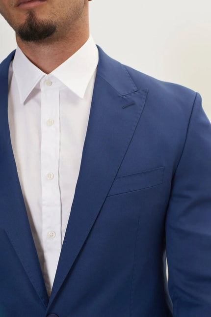 Men's Vitale Super 110s Merino Wool Single-Breasted Suit - Admiral Blue | Ron Tomson