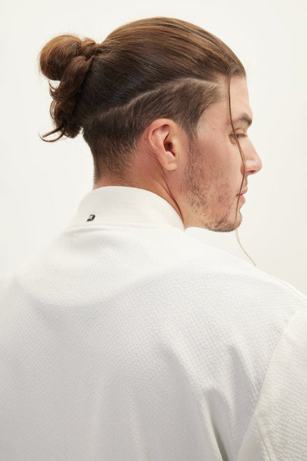 Men's Waffle-Stretch Bomber Jacket - Off-White | Ron Tomson
