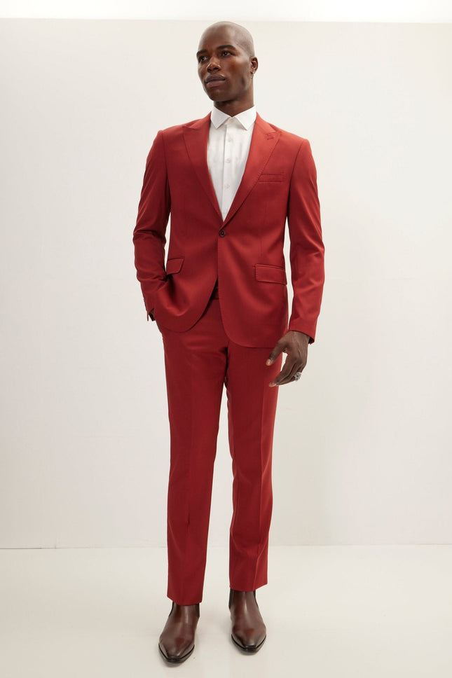 Men's Vitale Merino Wool Single-Breasted Suit - Rust | Ron Tomson