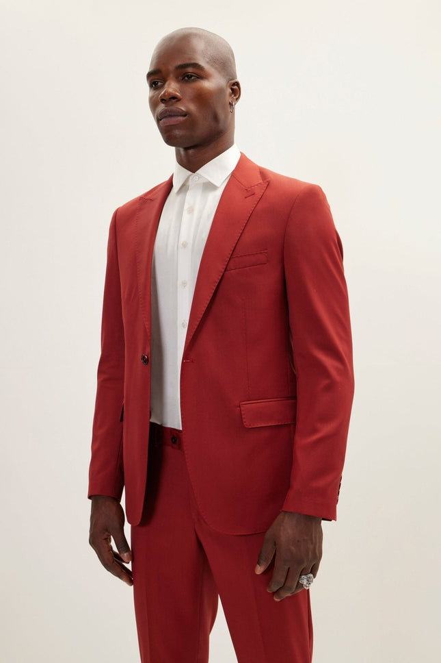 Men's Vitale Merino Wool Single-Breasted Suit - Rust | Ron Tomson
