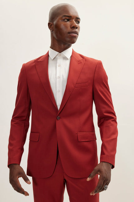 Men's Vitale Merino Wool Single-Breasted Suit - Rust | Ron Tomson