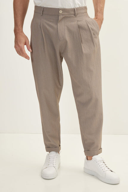 Men's Waffle Pull-On Pants - Brown | Ron Tomson