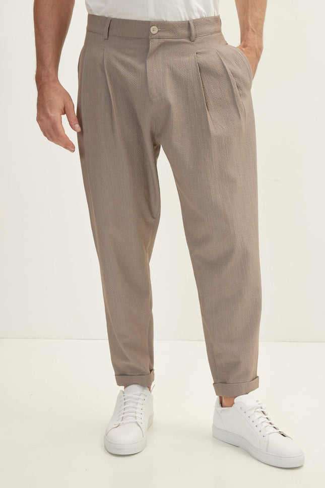 Men's Waffle Pull-On Pants - Brown | Ron Tomson