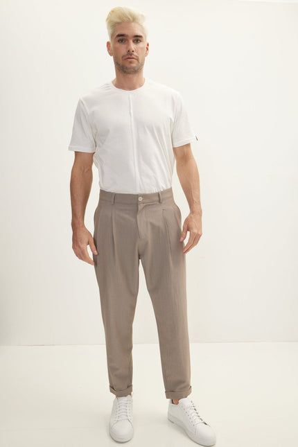 Men's Waffle Pull-On Pants - Brown | Ron Tomson